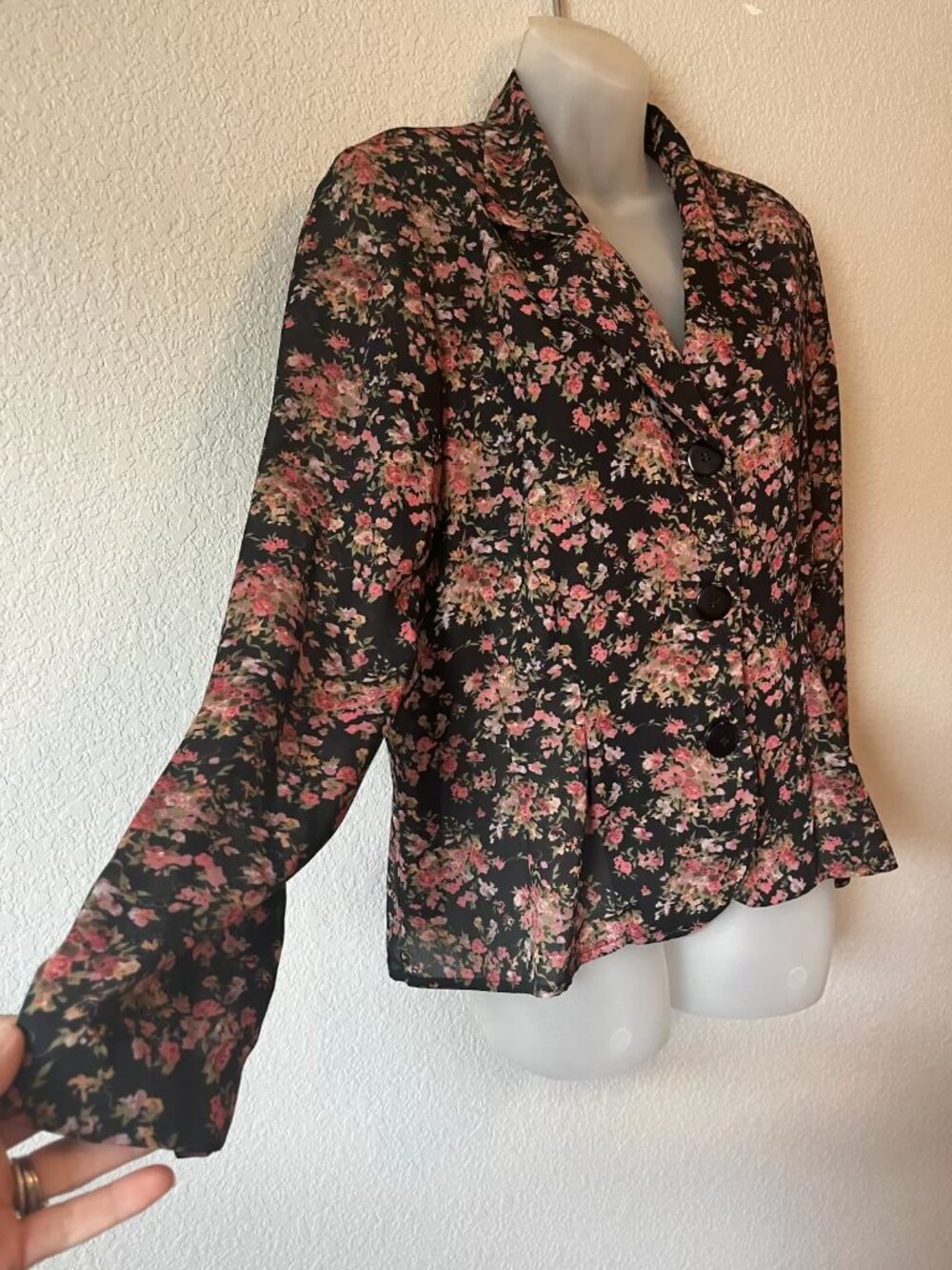 Vintage Lauren Schappel Floral Blazer Blouse Size 8